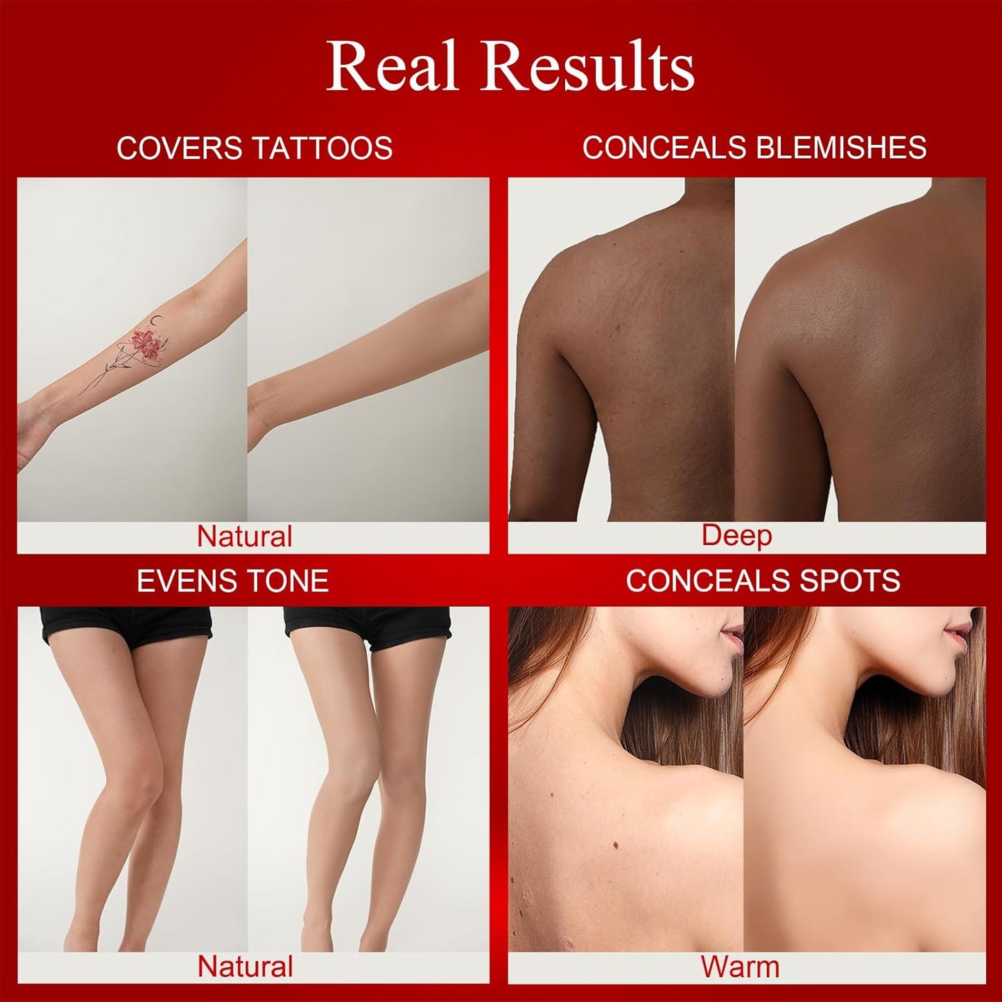 Body Coverage Perfector - Tattoo Cover Up Makeup,Body Foundation,Waterproof No Transfer Leg & Body Makeup (Natural)