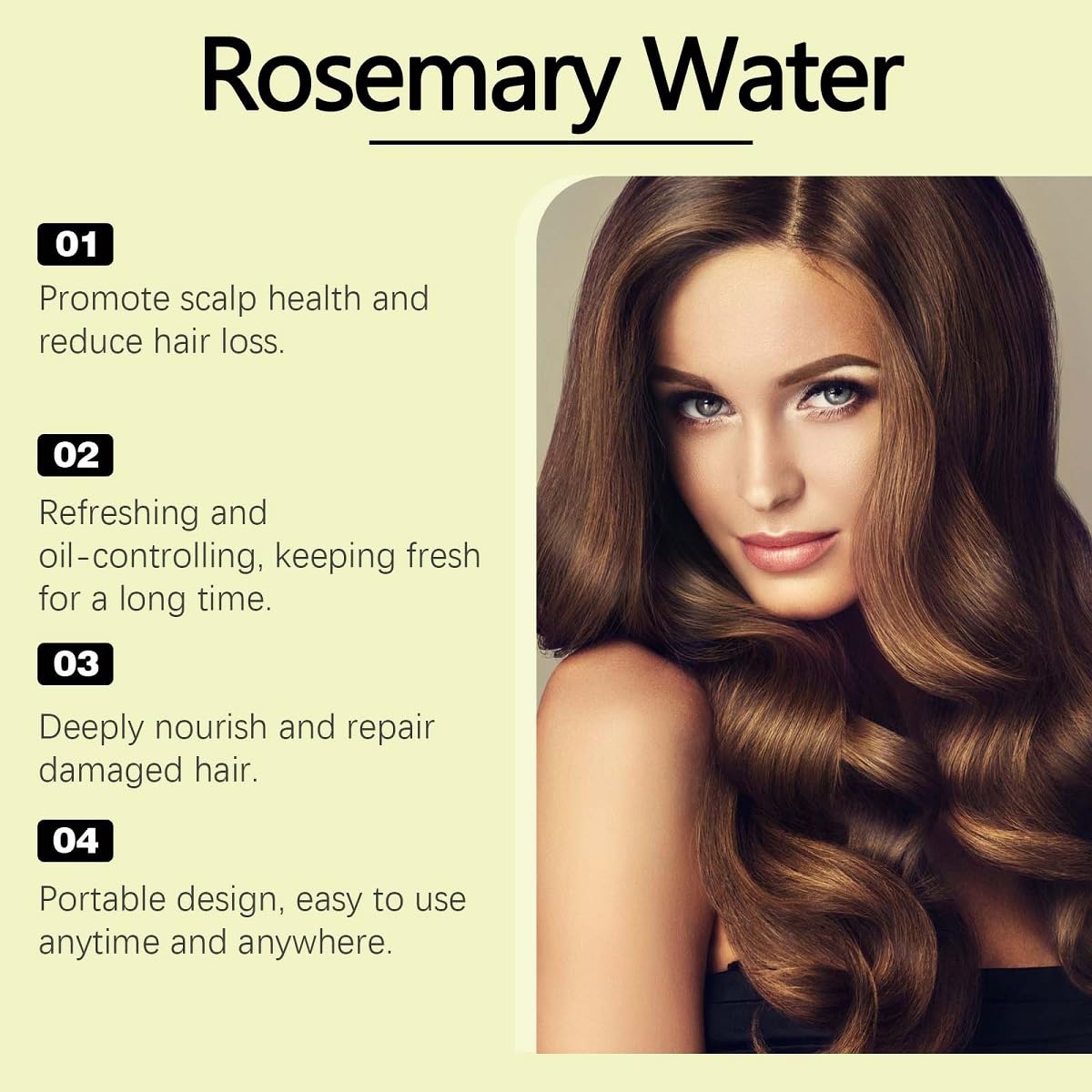 2 Pcs Rosemary Water Spray for Hair Growth, Nourishing Toughness Anti Hair Loss for Dry Damaged and Thin Hair.