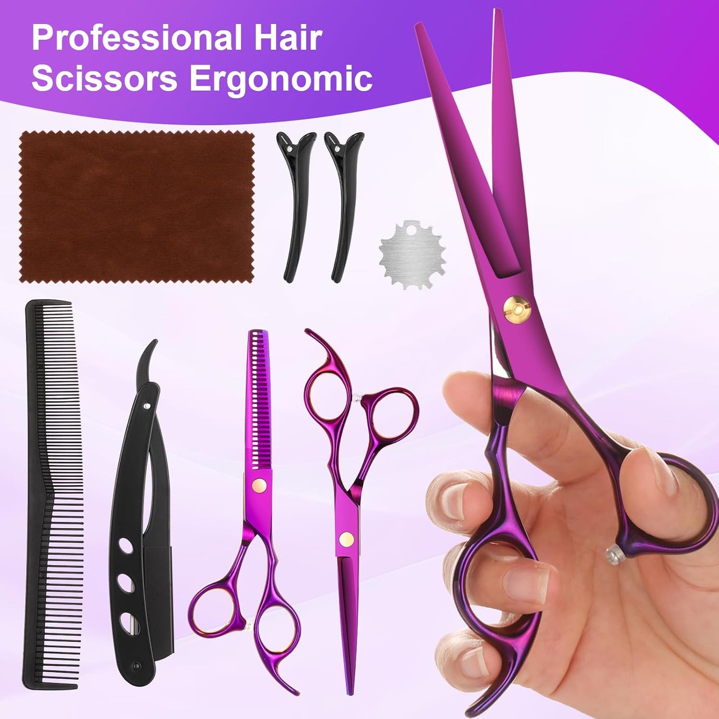 Hair Cutting Scissors Kit, Professional Barber Shears Set with Hair Scissors Thinning Shears, Tijeras para Cortar Cabello Haircutting Sheers Hair Cut Blending Salon Scissor for Men Women Pet