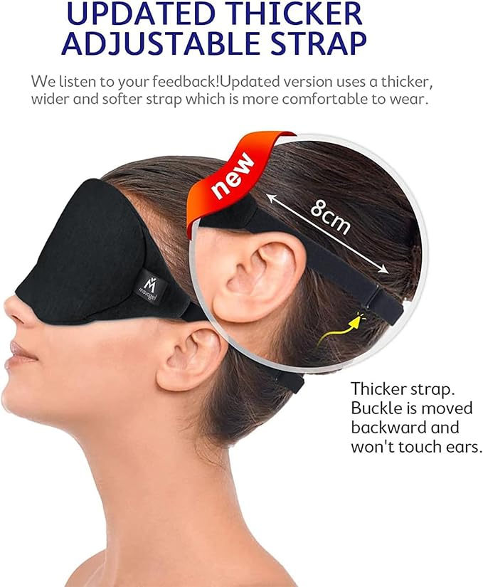Mavogel Cotton Sleep Mask - Sleep Eye Mask for Women Men, Light Blocking Night Eyemask, Super Soft and Comfortable Eye Covers for Sleeping Yoga Nap Meditation, Includes Travel Pouch (Moon Style)