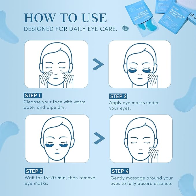 Under Eye Patches for Dark Circles,Puffy Eyes,20 Pairs Face Masks SkinCare With Hyaluronic Acid Witch Hazel for Moisturize