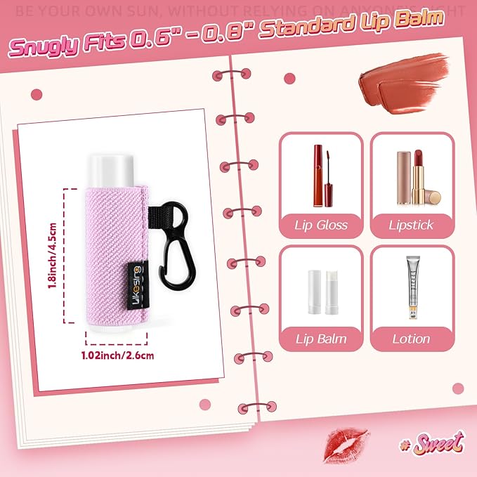 Chapstick Holder Keychain, 6 Pcs Lip Balm Holder Sleeve Pouch with Clip On, Lip Gloss Lipstick Holder Keychain Fits More Standard Lip Balm, Gift for Women Girls Boys and Man