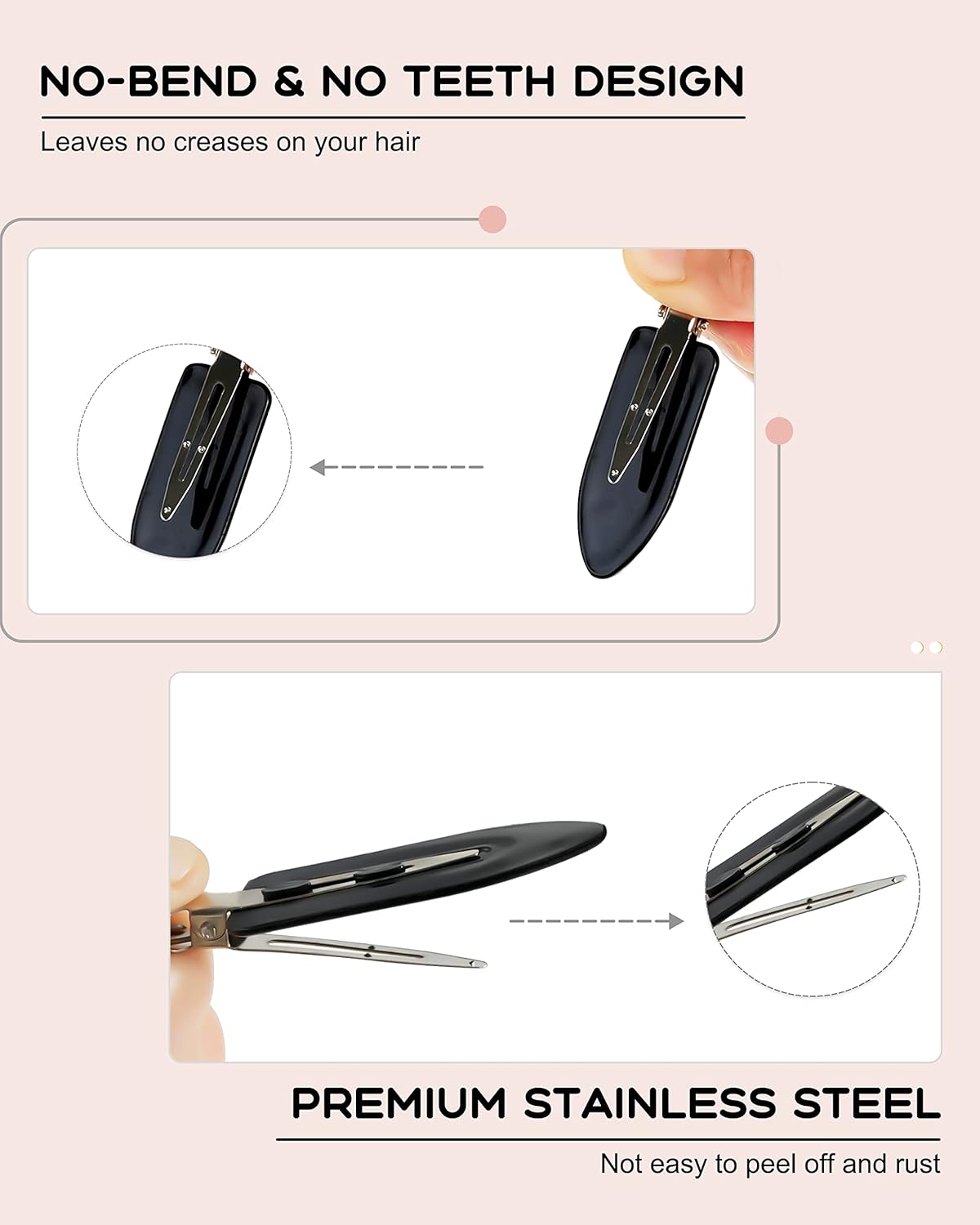 No Bend Hair Clips - 60 Pcs Creaseless Clips for Sectioning, 2.3in Makeup Styling Clips in 3 Colors
