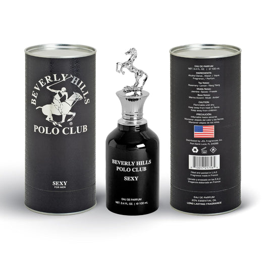 Beverly Hills Polo Club SEXY Eau de Parfum for Women | Ultra Long-Lasting Luxury Fragrance | Iconic Metal Horse Cap Design | Elegant Gifting Cylinder Box | 3.4 Fl Oz