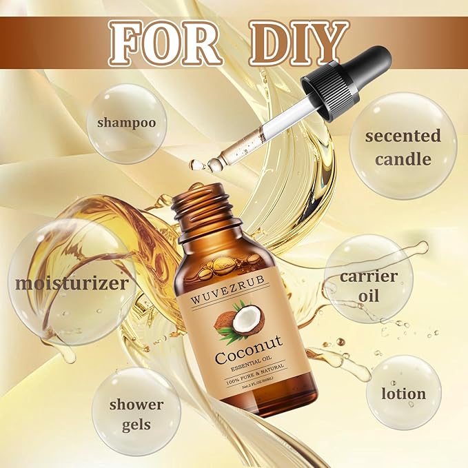 Coconut Essential Oils 60ML, Pure Coconut Essential Oil for Aromatherapy Diffuser - 2 Fl Oz