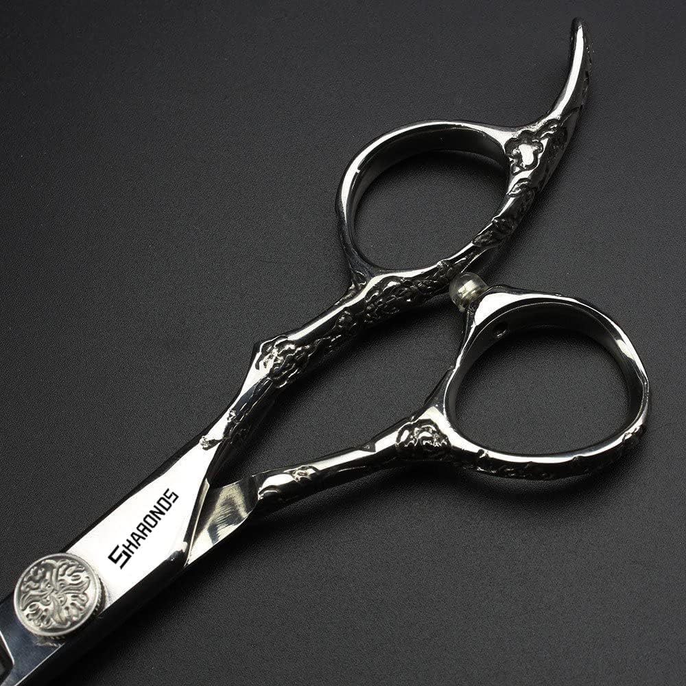 6/7-Inch Professional Hair Scissors Haircut Rose Pattern Hair Scissors Styling Tools Japanese Stainless Steel Scissor Set (6-inch -3pc)
