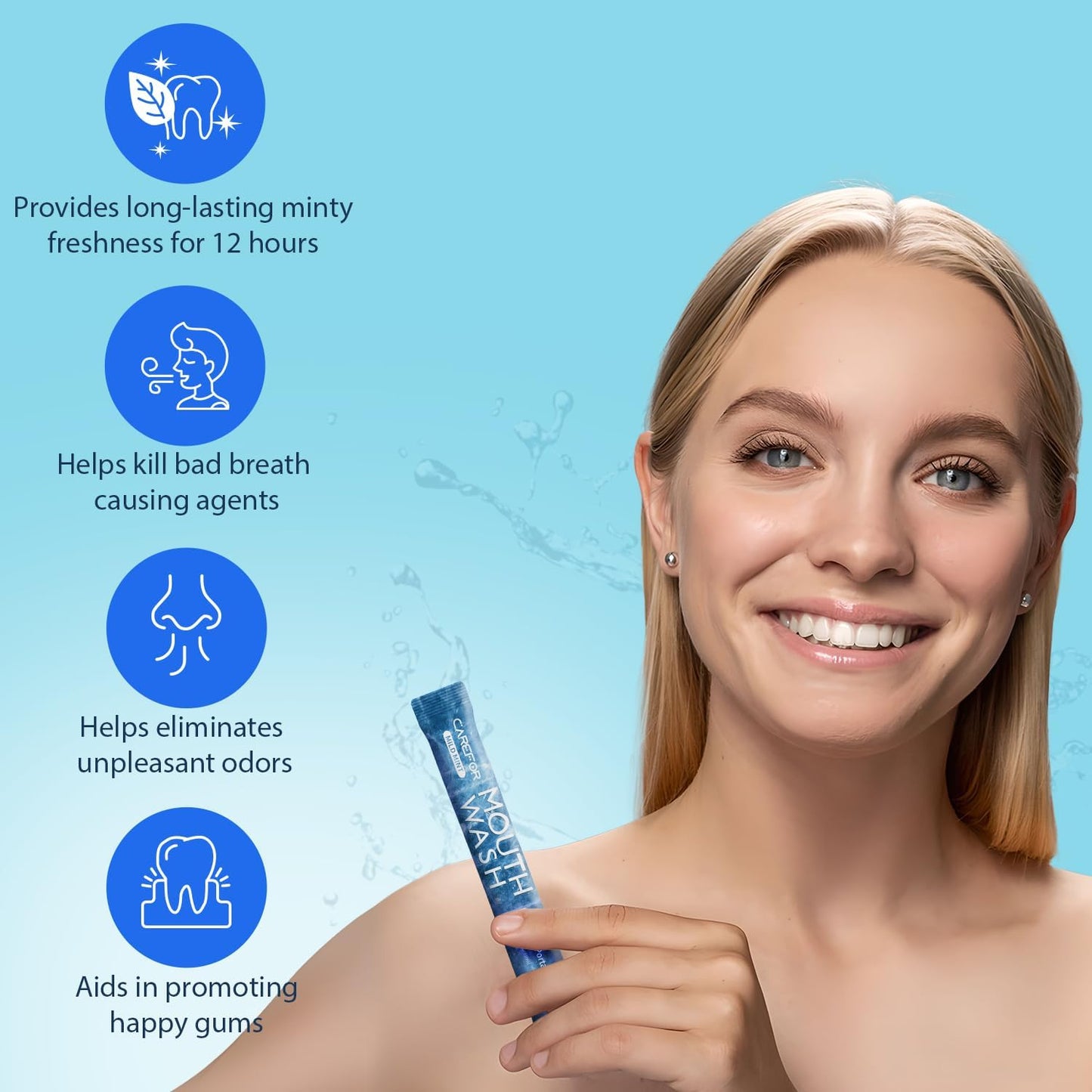 Mouthwash Travel Size, Portable Fresh Breath Mouthwash, Alcohol-Free, ICY Mint Flavor, Mini Pack – Go for On-The-Go Freshness, Bulk Packets 0.41 Fl Oz(Pack of 20)