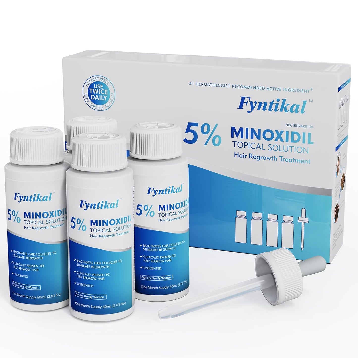 5% Minoxidil for Men Hair Regrowth Treatment, Extra Strength Topical Solution for Thinning Hair & Balding, Beard Growth Enhancer, Non-Greasy Fast-Absorbing Formula, 4-Pack (240ml) 4-Month Supply