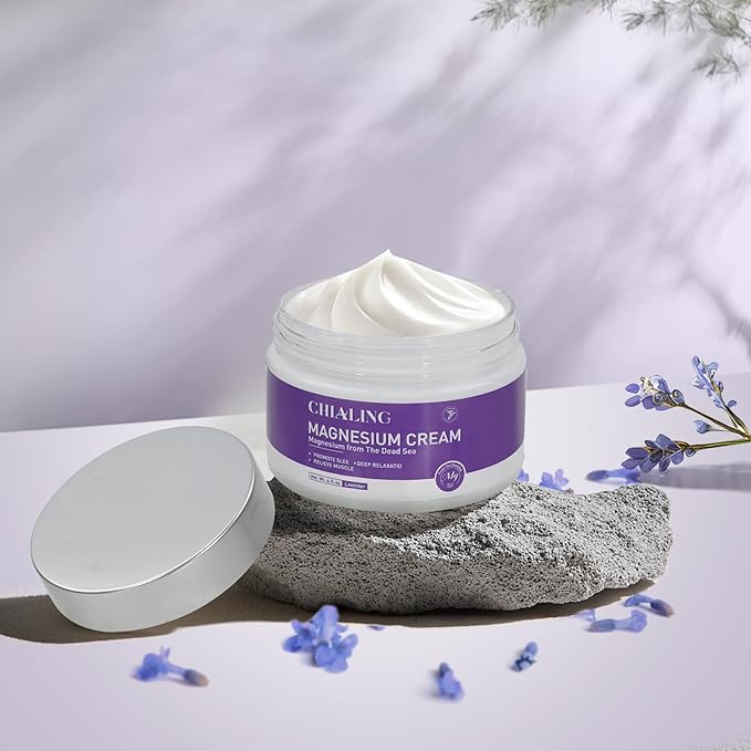 Magnesium Cream, Magnesium Lotion from The Dead Sea - Natural Ingredients - Made in USA - Use Day and Night, Lavender Magnesium Cream, 4 oz