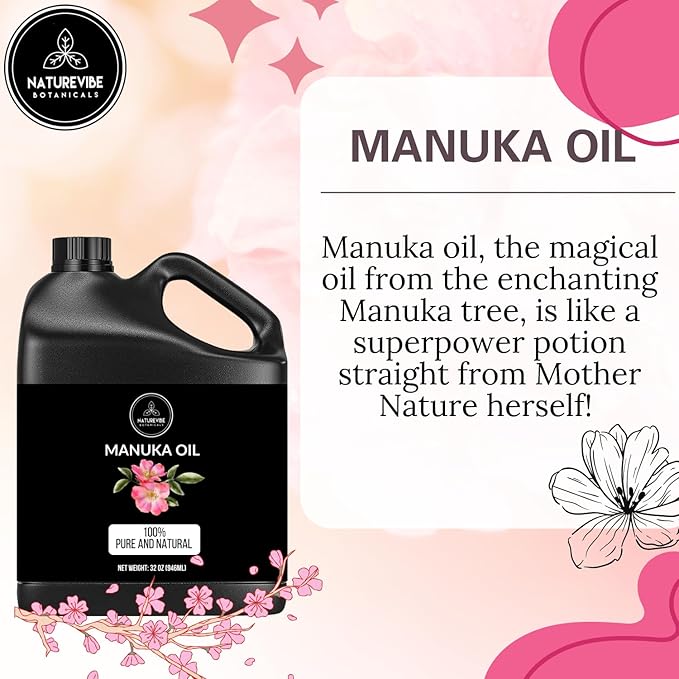 Naturevibe Botanicals Manuka Oil 32 Ounces | 100% Pure and Natural | Great for Skin Care and Hair Care