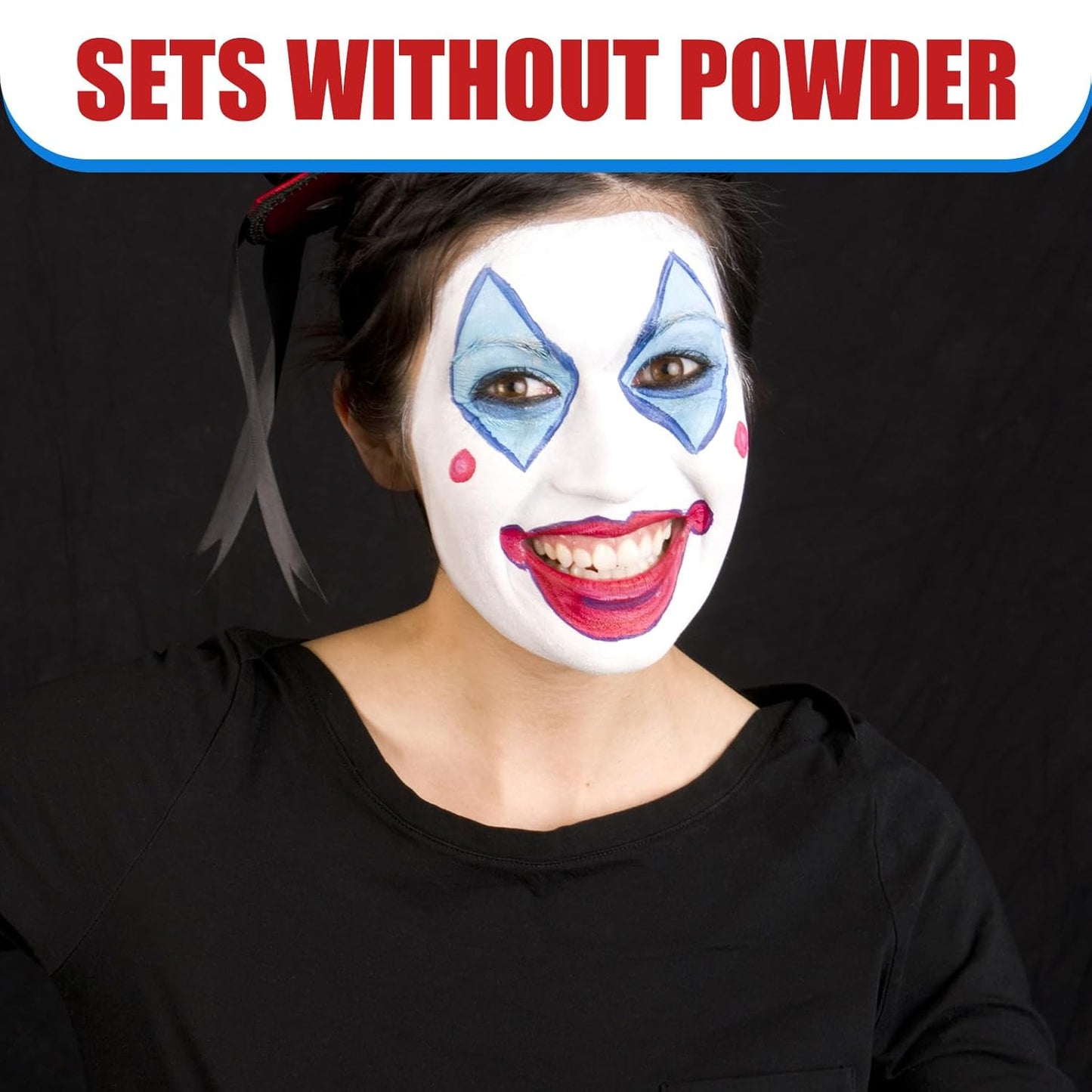 BOBISUKA White + Red + Blue Face Body Paint Kit, Water Based Face Painting for 4th of July Patriotic USA Flag Sports Fan Halloween Clown Zombie Joker Makeup for Women Adults, Non-Toxic Washable