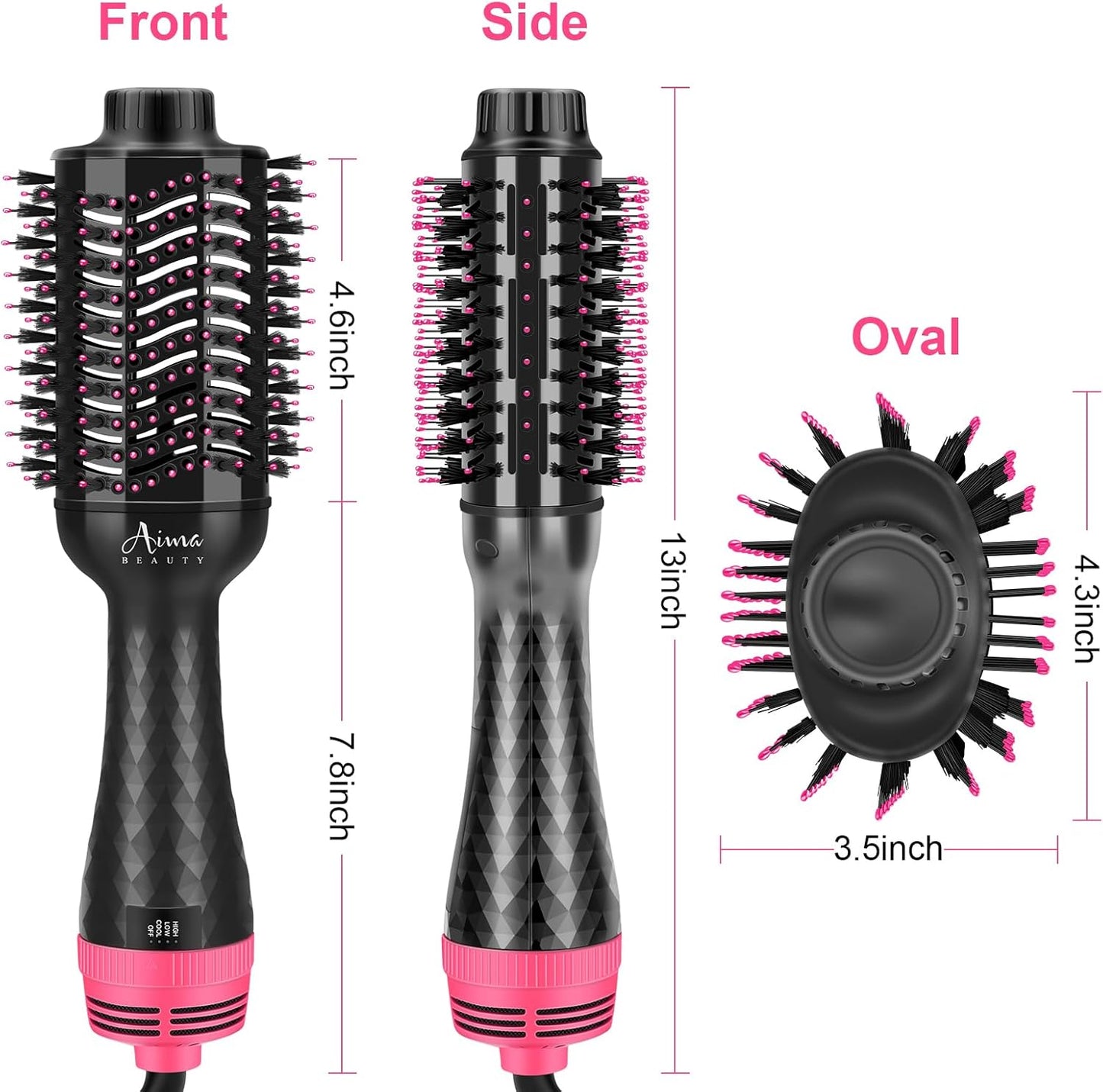 Aima Beauty One-Step Volumizer Hair Dryer Brush, 4-in-1 Upgrade Hot Air Brush for Less Frizz, More Shine, Oval Brush for Blowout, Black Red