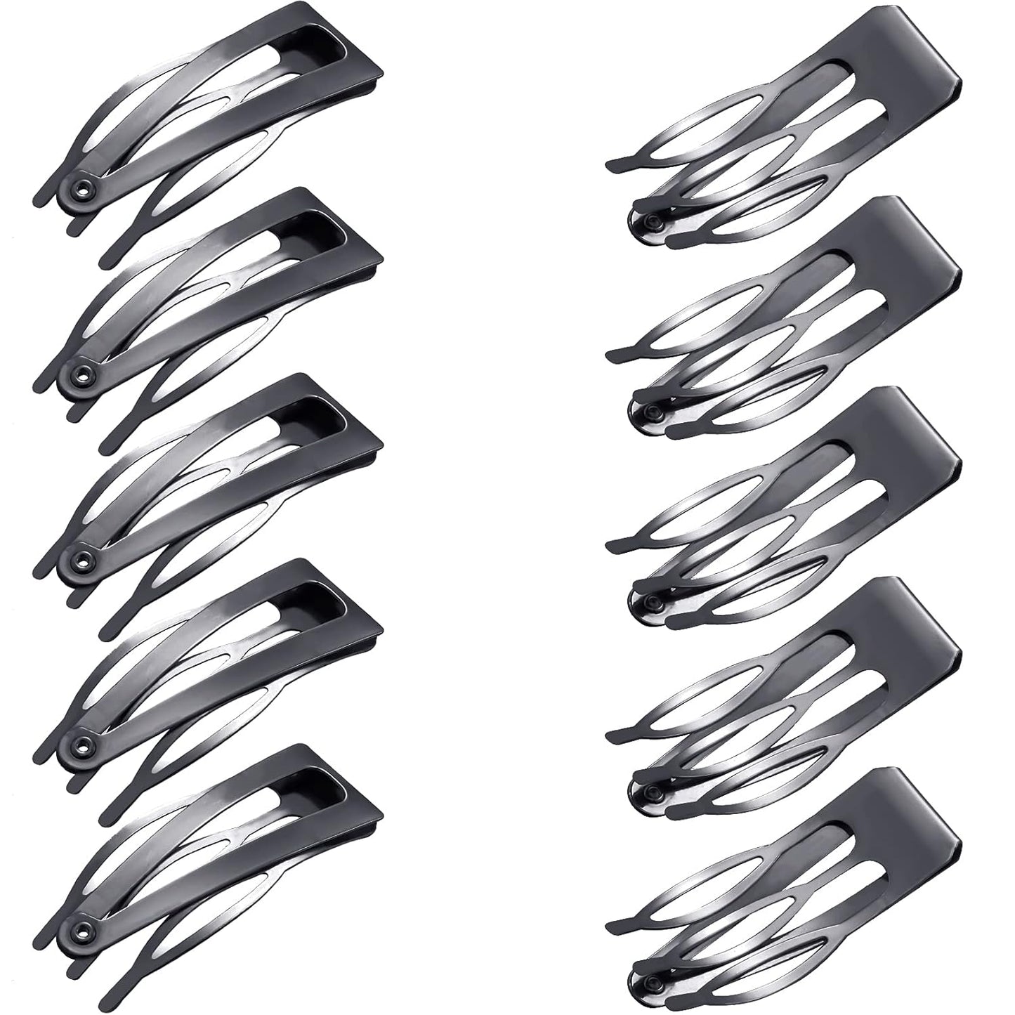 Chinco 24 Pcs Double Grip Hair Clips Metal Snap Clips Women Barrettes for Hair Making, Salon Supplies(Gun Black,2 Inch)