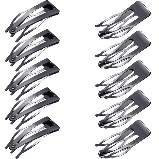 Chinco 24 Pcs Double Grip Hair Clips Metal Snap Clips Women Barrettes for Hair Making, Salon Supplies(Gun Black,2 Inch)