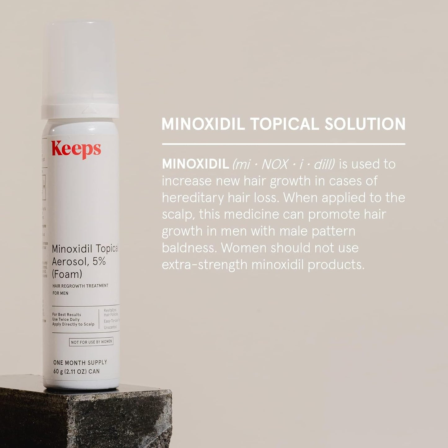 Keeps Extra Strength Minoxidil for Men - 5% Minoxidil Foam Hair Loss & Regrowth Treatment for Thinning & Bald Spots - Clinically Proven Hair Growth Products - Unscented Topical Aerosol Foam
