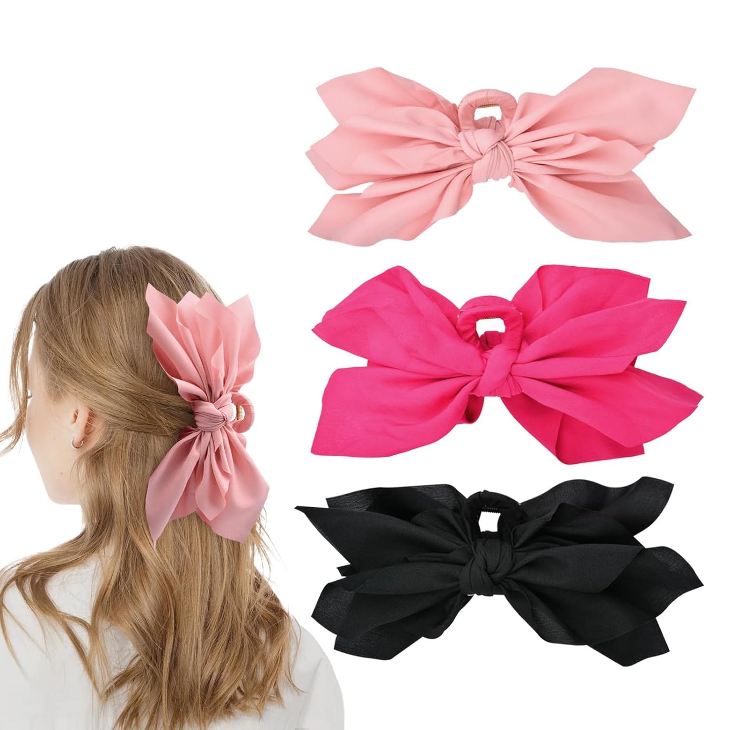 Bow Claw Clips Bow Hair Clips 3PC Big Hair Bows for Women Butterfly Styling Large Hair Clips for Thick Hair for Girls Hair Accessories for Teen