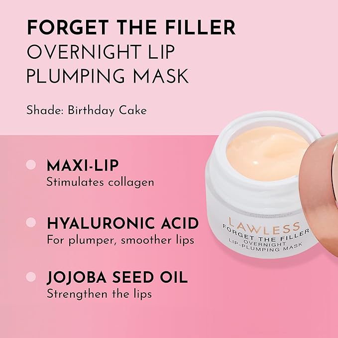 Women's Forget The Filler Overnight Lip Plumping, Birthday Cake, 0.28 Ounce