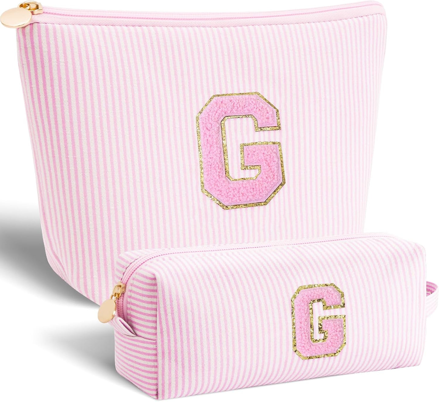 Personalized Makeup Bag for Women Girls - Fashion Cosmetic Bag Trendy Travel Toiletry Bag with Initials Letter - Teen Gifts - Pink,G