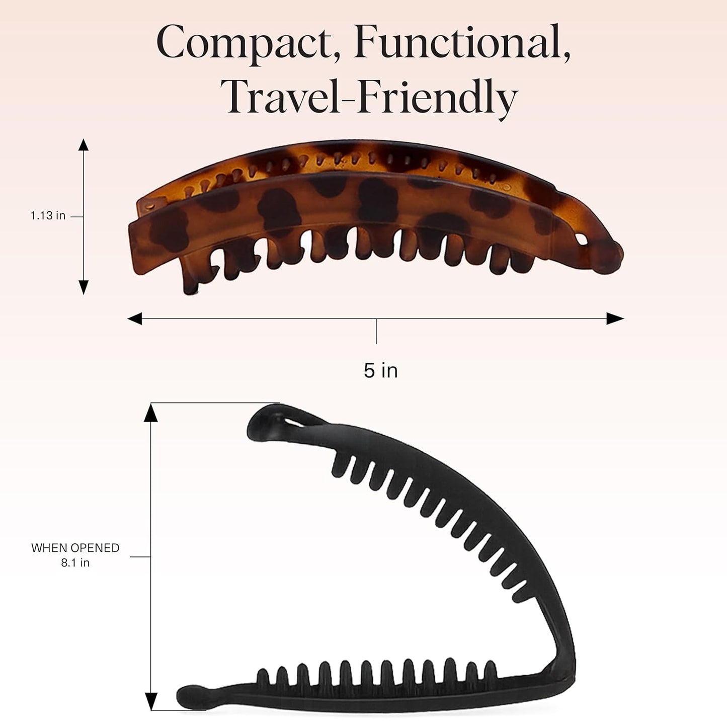 Kitsch Banana Clip – Retro 80’s Style Hair Clips for Women, Secure & Durable No Crease Banana Clips for Styling, Ponytails & Updos | Ideal Gifts for Women – Black & Tort, 2pc Set