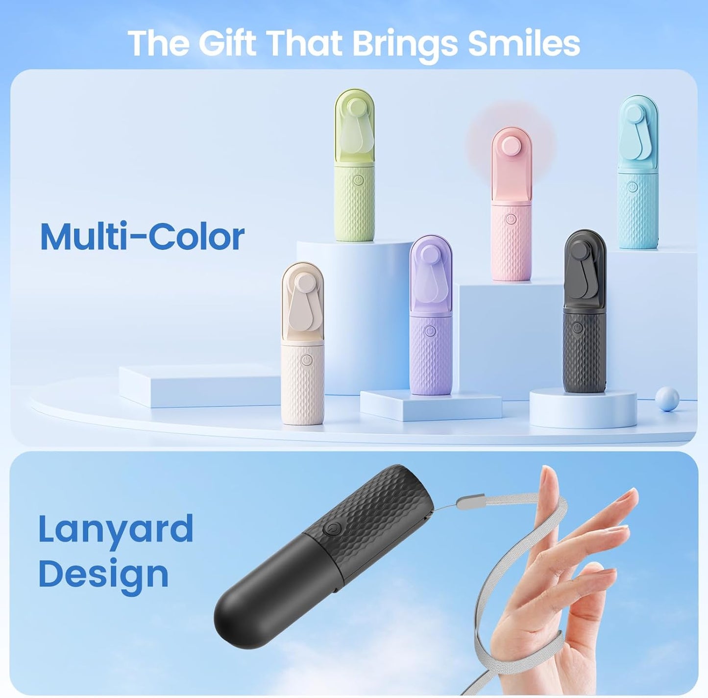 Handheld Mini Fan, Rechargeable Battery Operated small Portable Fan Up to 15 Working Hours, Powerful Safety Design Pocket Fans for Travel/Outdoor/Concert/Beach/Make-up, Gifts for Mom, Teens, Black