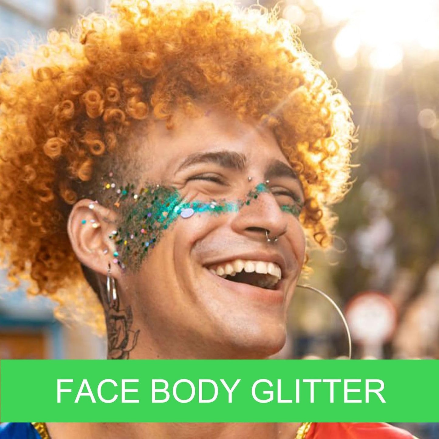 Body Glitter Gel - Halloween Costumes for Women, Sparkly Chunky Glitter Hair for Kids, Halloween Christmas Singer Concert Festival Rave Accessories (Green Body Glitter)