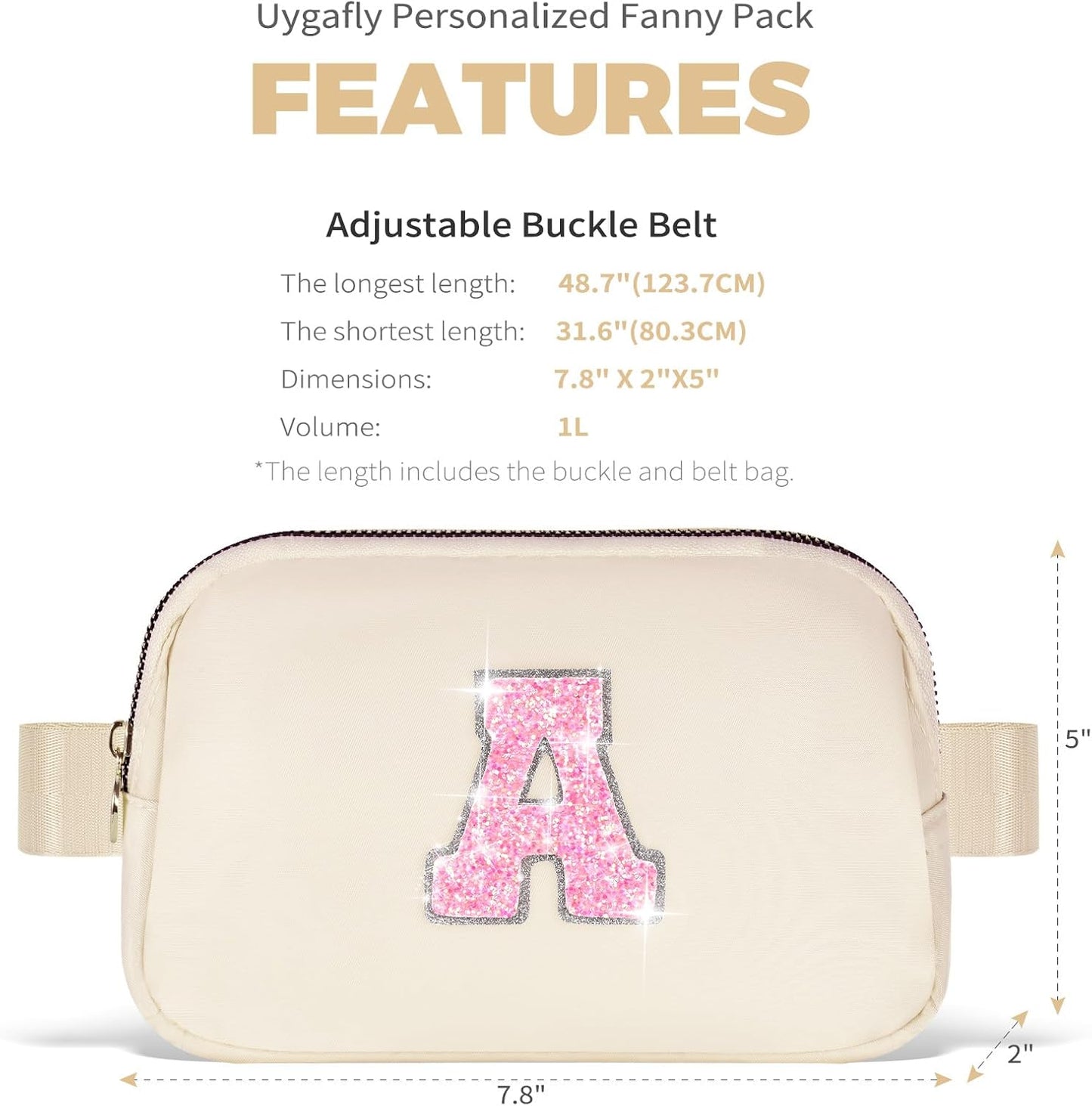 Fanny Pack Belt Bag Crossbody Bags with Initials Letter Patch Trendy Stuff for Teens Cute Stuff Birthday Gifts for Teenager Girls | Khaki,Initial A