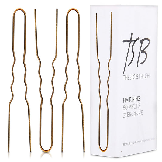 TSB NUSA No.2 Flexible Bronze Hair Pins Set of 50-2.0 Inch Pins Vintage Style, Strong Hold, Comfortable & Sleek Design - Hand Polished Tips - Ideal for Beauty Experts & Hairstyling Professionals