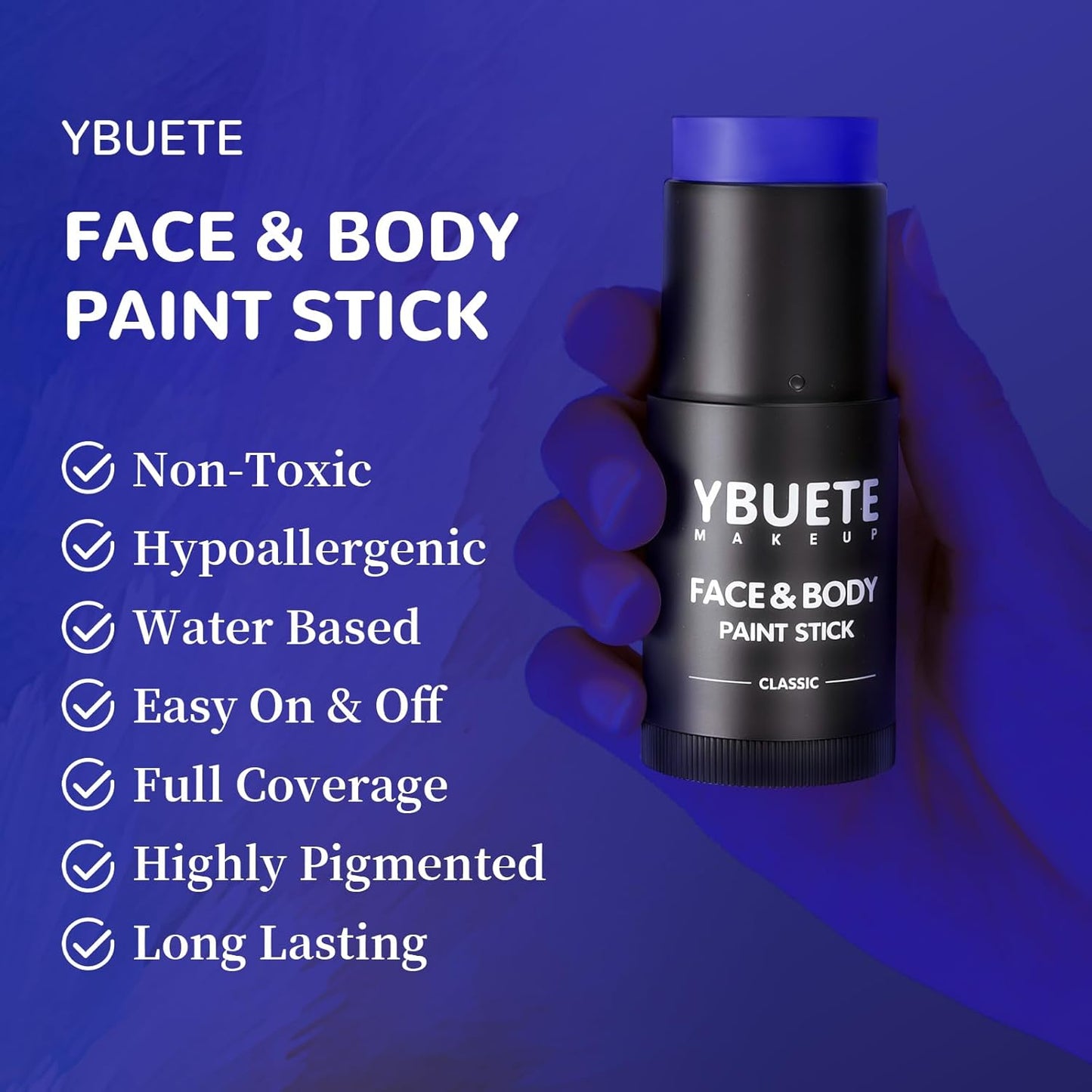 Blue Face Body Painting Stick, Professional Full-coverage Cream Blue Face Paint for Halloween SFX Cosplay Makeup, Washable Eye Body Stick for Adult Carnival & Costume Party