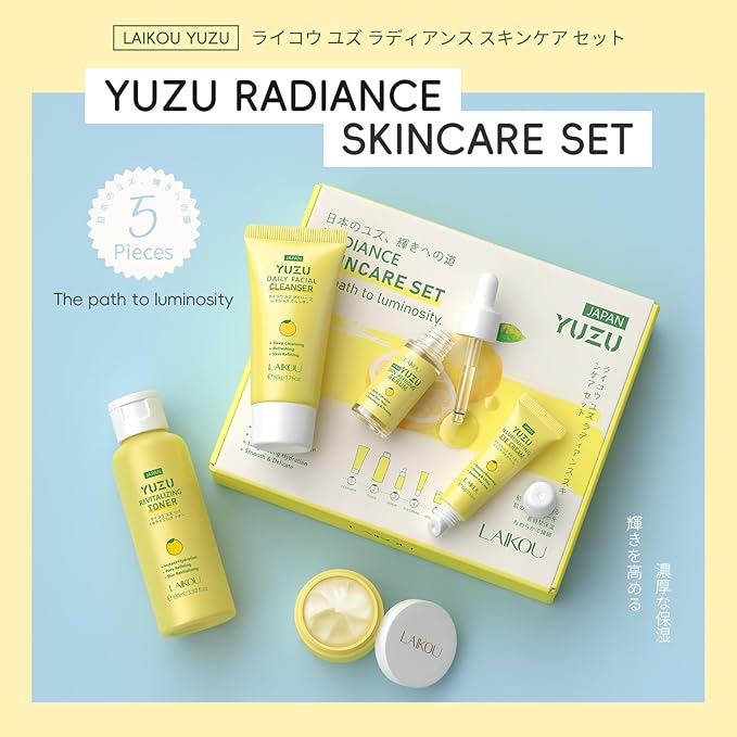 Skin Care Set, Gifts for Women, Skin Care Routine Kit for Women, Skincare Gift Set with YUZU Cleanser, Toner, Serum, Eye Cream, Face Cream Mother's Day Christmas Birthday Daughter Wife