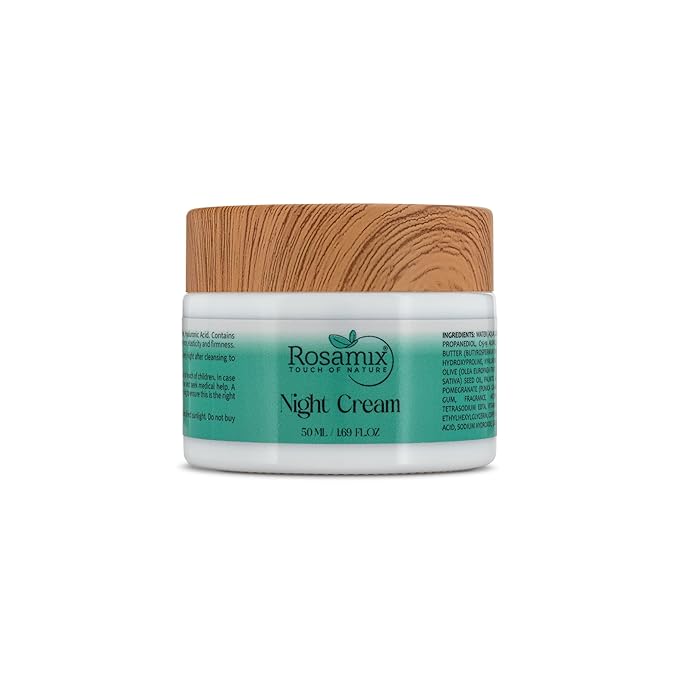 Night Cream, Ultra-Hydrating Moisturizer for Face with Hyaluronic Acid & Olive Oil, Soothes Skin, 1.69FLOZ (50 ml)