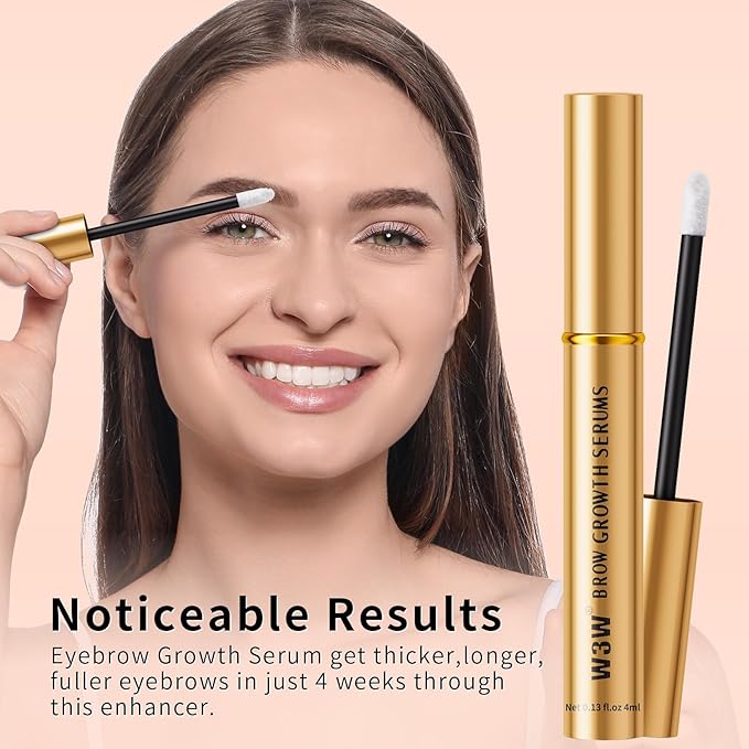 Natural Eyebrow Growth Serum To Grow Brows for Women, Fuller, Thicker, Longer Brows, 4ML Plant Extracts Enhancer, Visible Growth in 4 Weeks, Vegan & Cruelty-Free