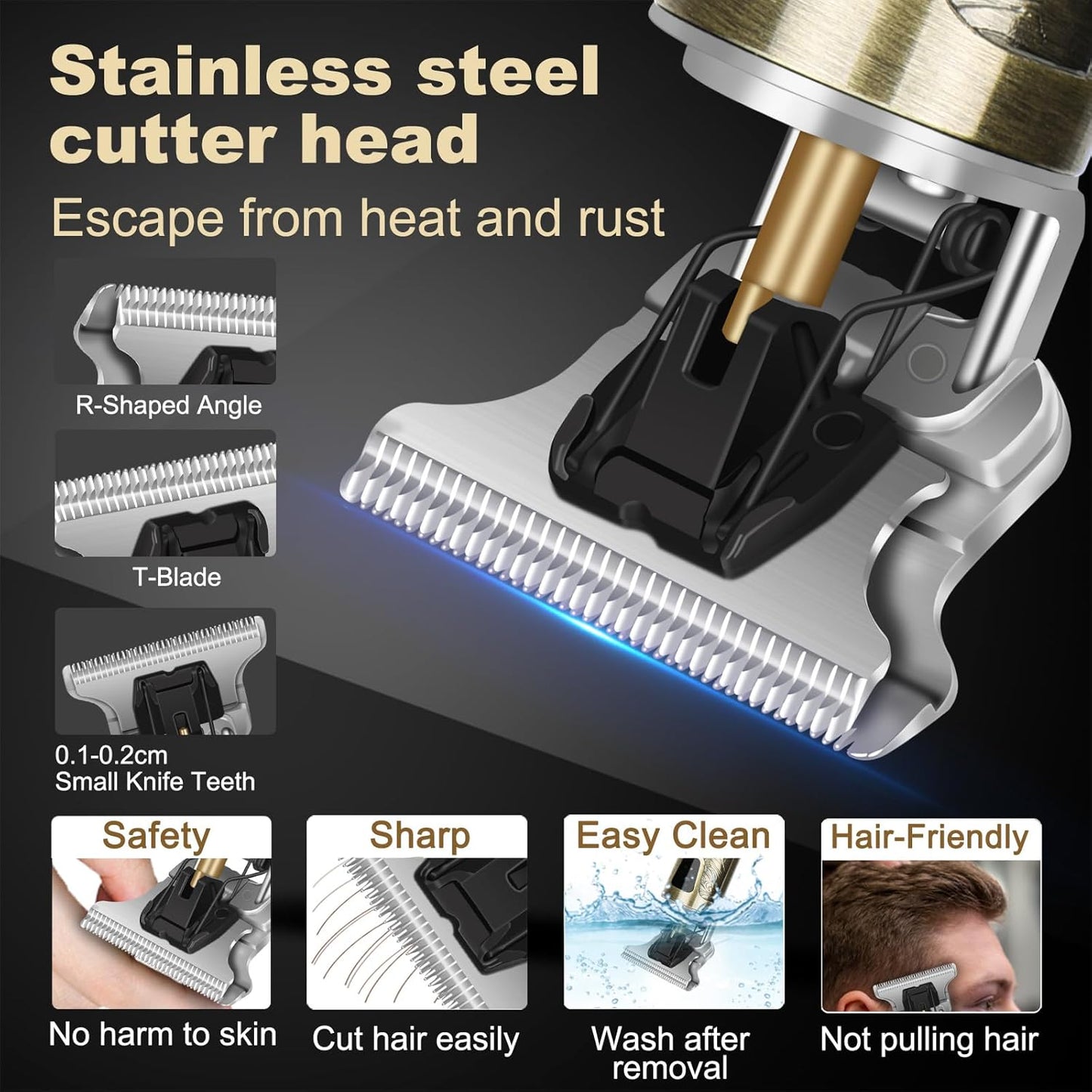 candyfouse Professional Hair Clippers for Men, Cordless Rechargeable Beard Trimmer with LCD Display Cutting Grooming Kit, USB Type-C Charging, Shaver Gifts