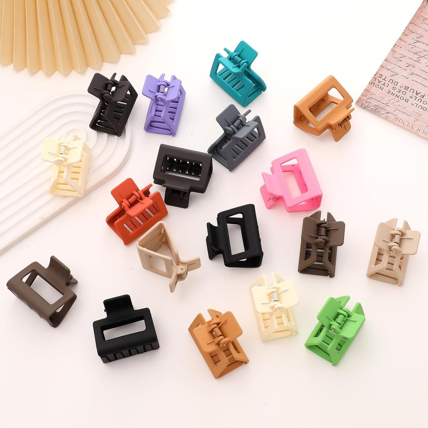 18 Pack Square Small Hair Clips for Women Girls,2 Inch Matte Rubber Coating Medium Claw Clips Thin Short Hair,Strong Hold Jaw Clips(Neutral Color Hair Accessories)