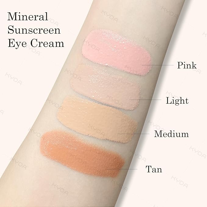 KYDA Mineral Sunscreen Eye Cream, 3-in-1 Anti-Aging Eye Cream, SPF 35, for Dark Circle and Fine Lines, Medium