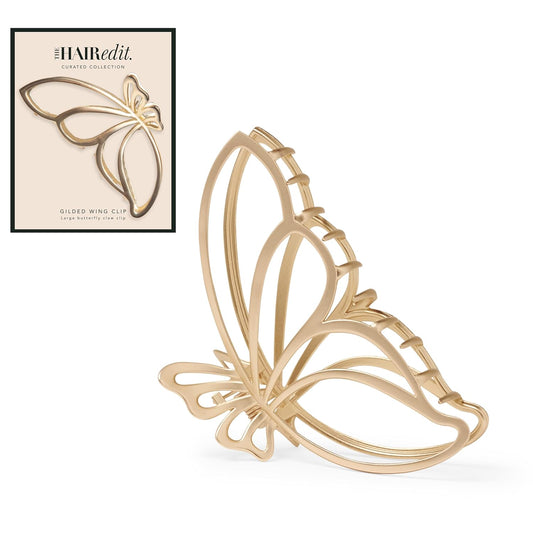 The Hair Edit Gilded Wing Clip - Extra Large Soft Gold Metal Butterfly Claw Clip