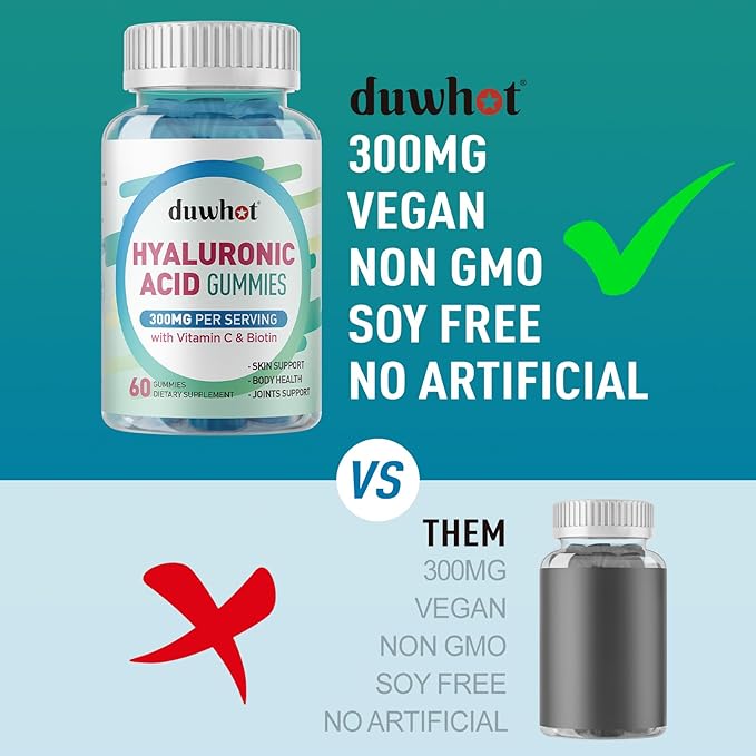 Hyaluronic Acid Gummies, Hyaluronic Acid Supplements Gummies, Hyaluronic Acid with Vitamin C & Biotin 5000mcg for Hair Skin Nails Gummies, 120 Chews