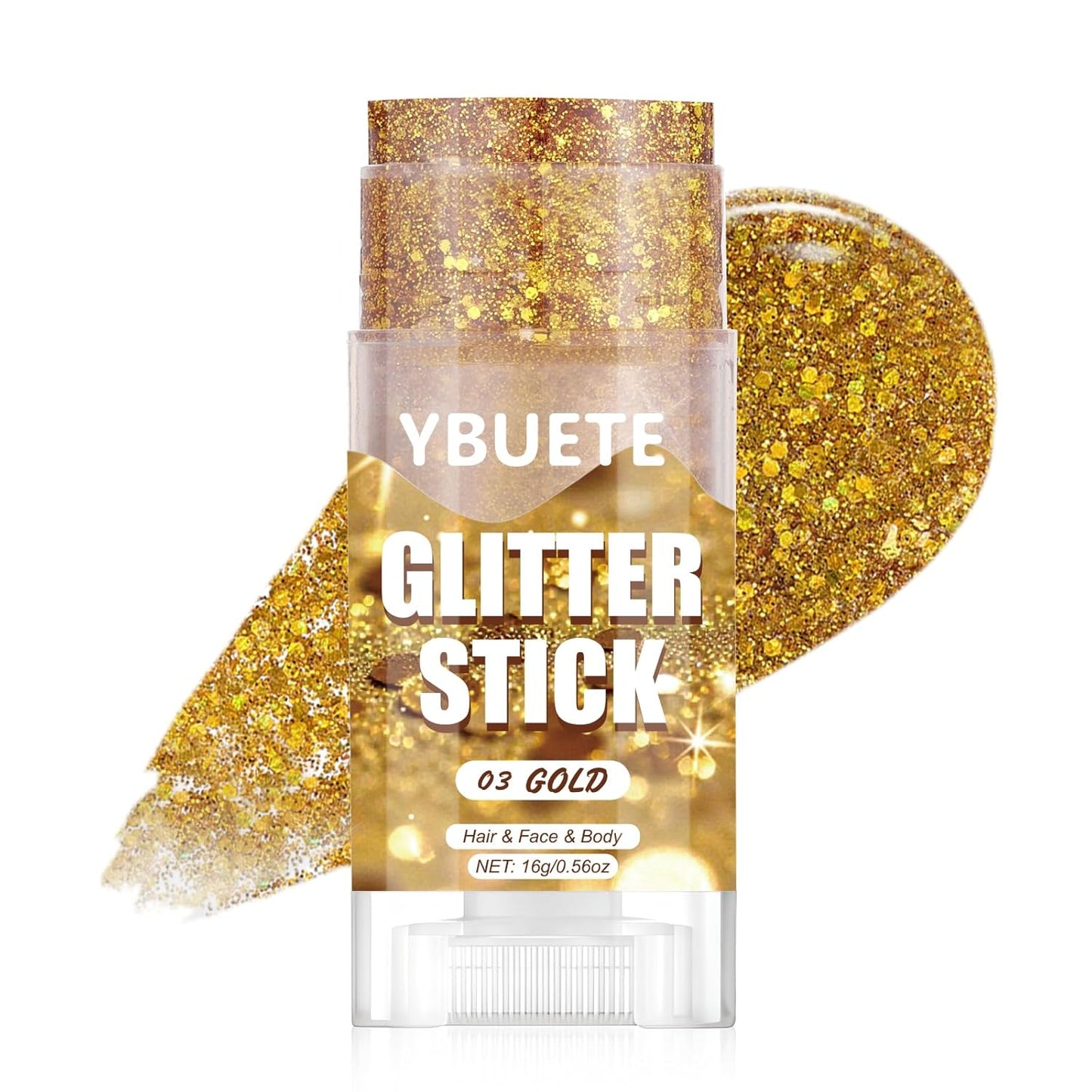 Gold Face and Body Glitter Stick for Sparkling Makeup, Hair Glitter Accessories for Women, Highlighting Stick for Fairy Dust Makeup, Cheerful Face Glitter for Festive Parties and Carnivals
