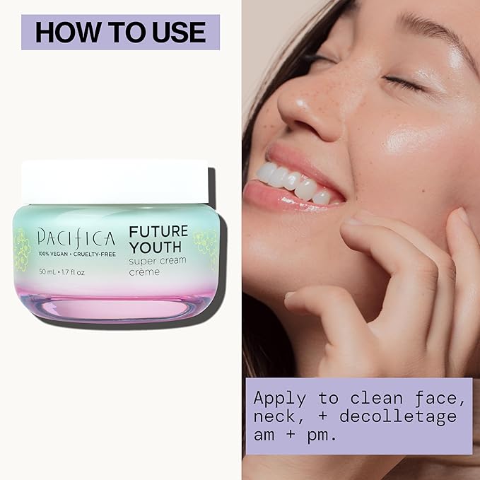 Pacifica Future Youth Super Cream – Daily Anti-Aging Moisturizer for All Skin Types, Lightweight Hydration with Advanced Peptides & Antioxidants, Improves Firmness & Elasticity, Vegan & Clean Beauty