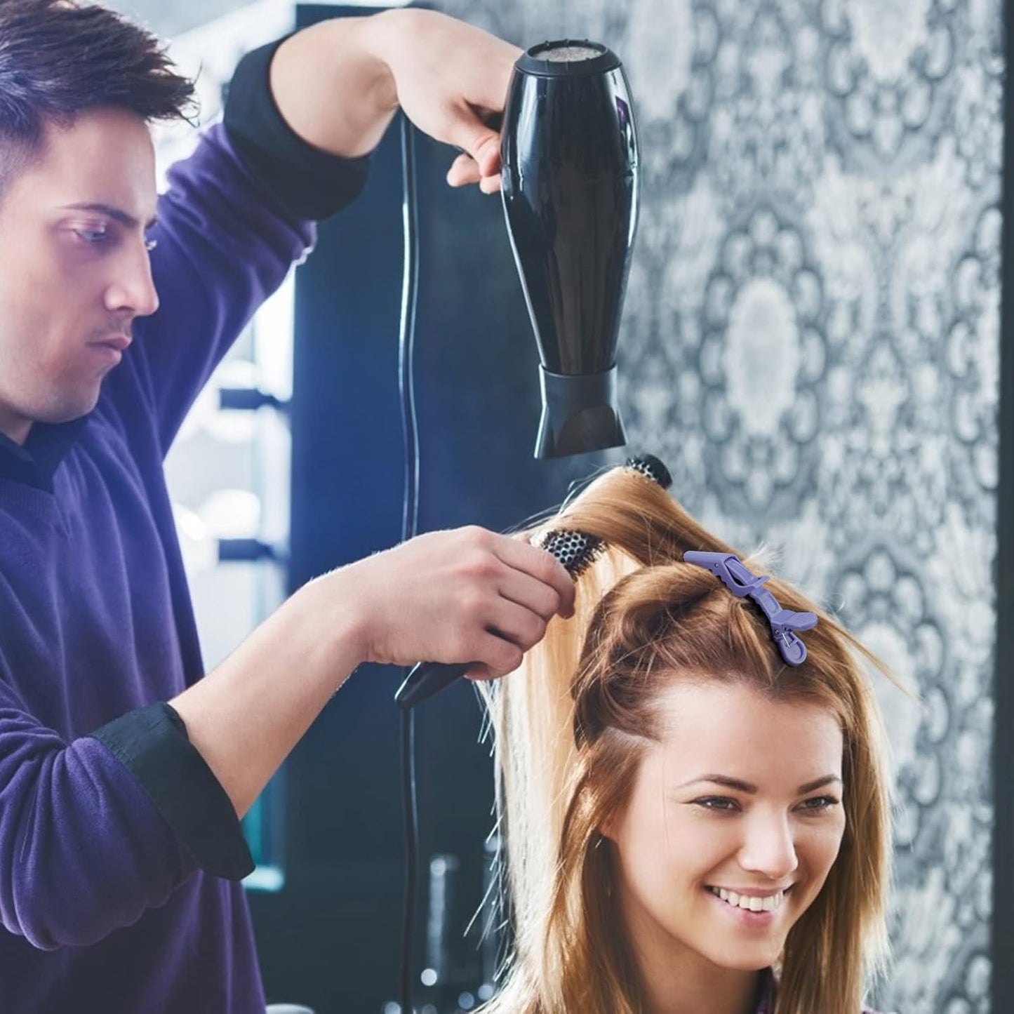 Ondder 14 Pcs Purple Alligator Hair Clips for Styling, Sectioning, Coloring, Cutting, Hair Salon Pro Clips for Women Men Girls Teens