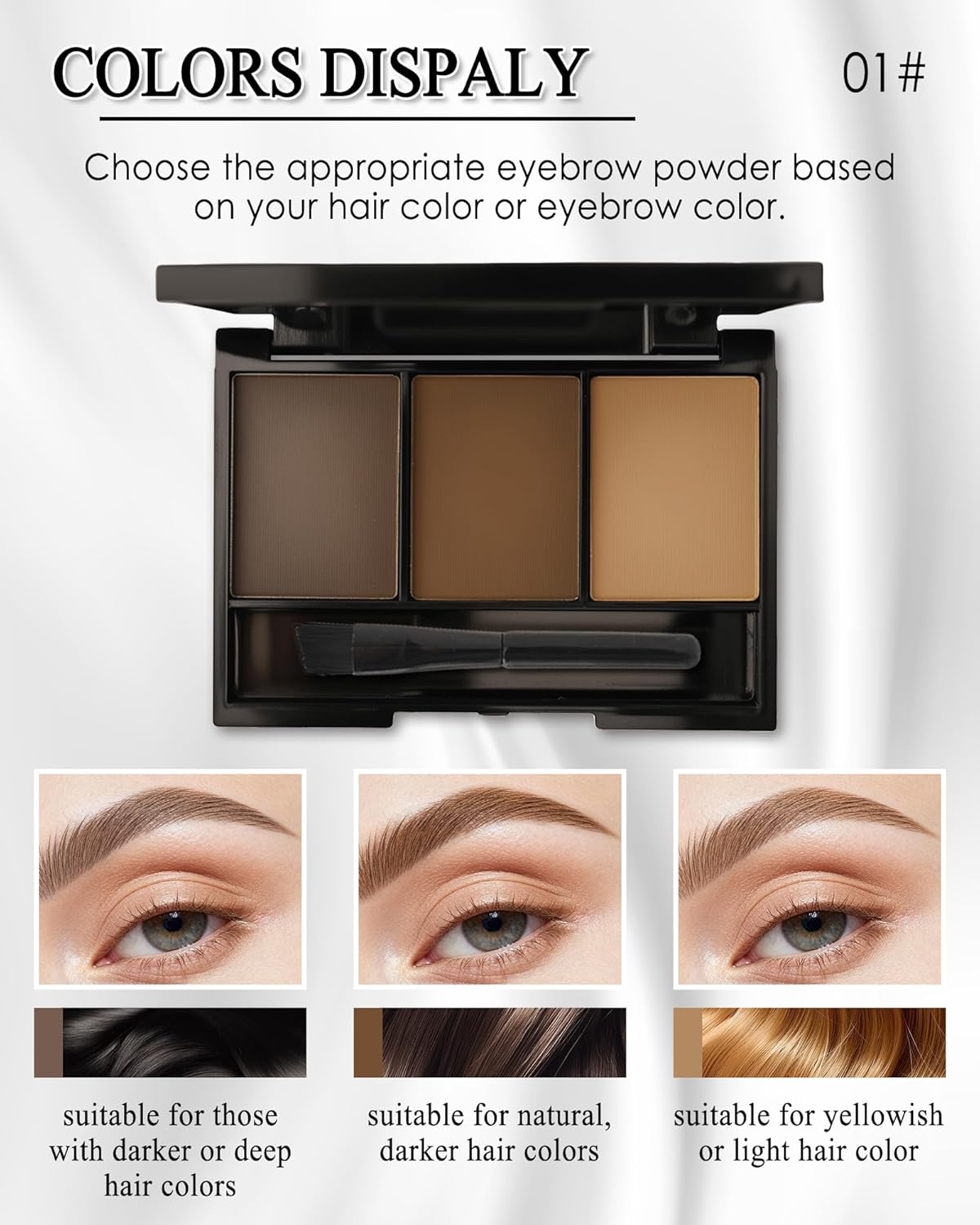 Eyebrow Powder Kit,3 Color Dark Medium Light Brown Eye Brow Powder Palette with Razor Brush, Long Lasting Waterproof Brow Filler Fill & Sculpt Full Eyebrows, Thanksgiving Makeup Gift Set for Women-01