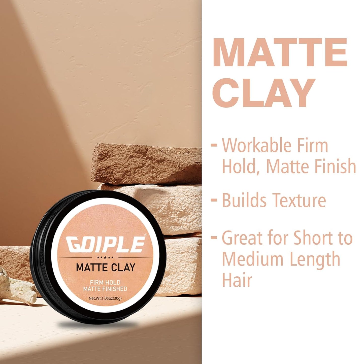 2PCS Hair Styling Clay for Men Firm Hold, Matte Finish Hair Clay Hair Paste for Men Water Based Matte Texture Pomade Mens Hair Products Add Volume, Firm Hold Clay Pomade Ideal for All Men's Hair Types