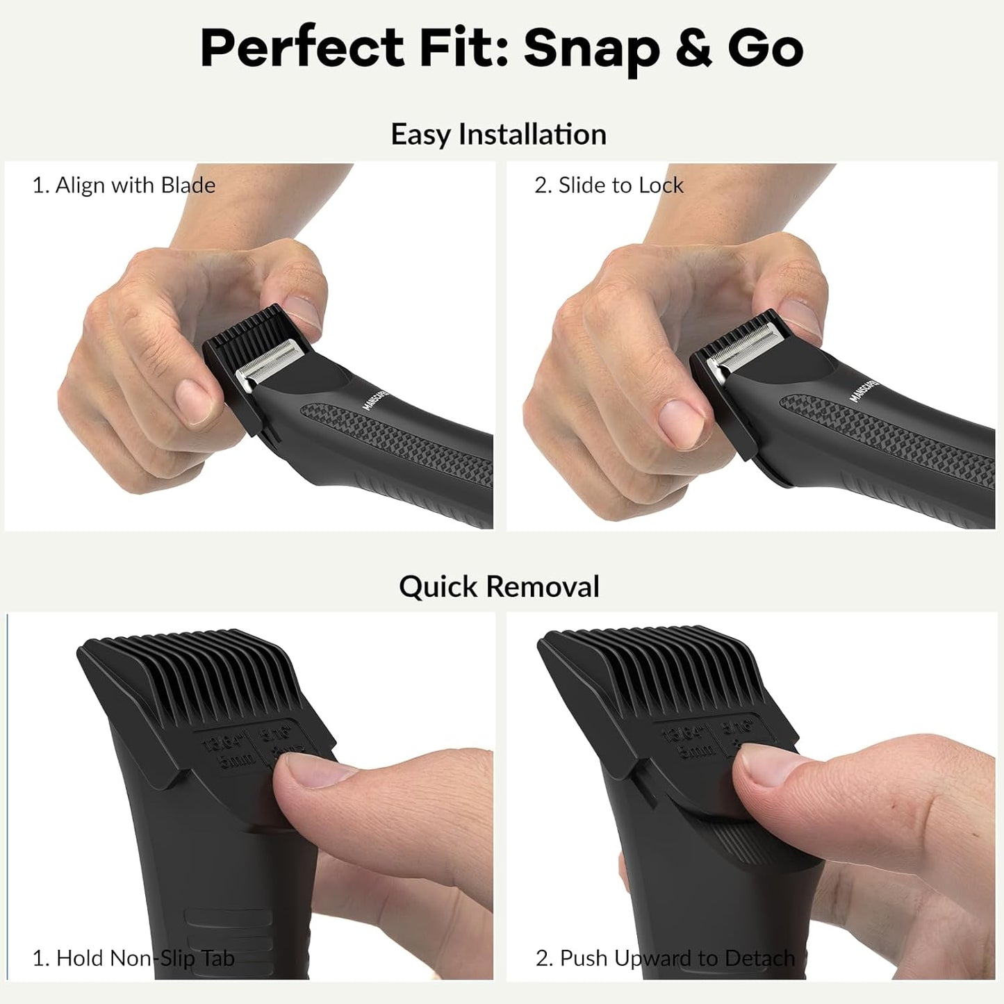 Guards for Manscaped 4.0 - Skin-Safe Trimmer Attachments, Precision Fit Cutting Guides Comb Replacement (4-Pack)