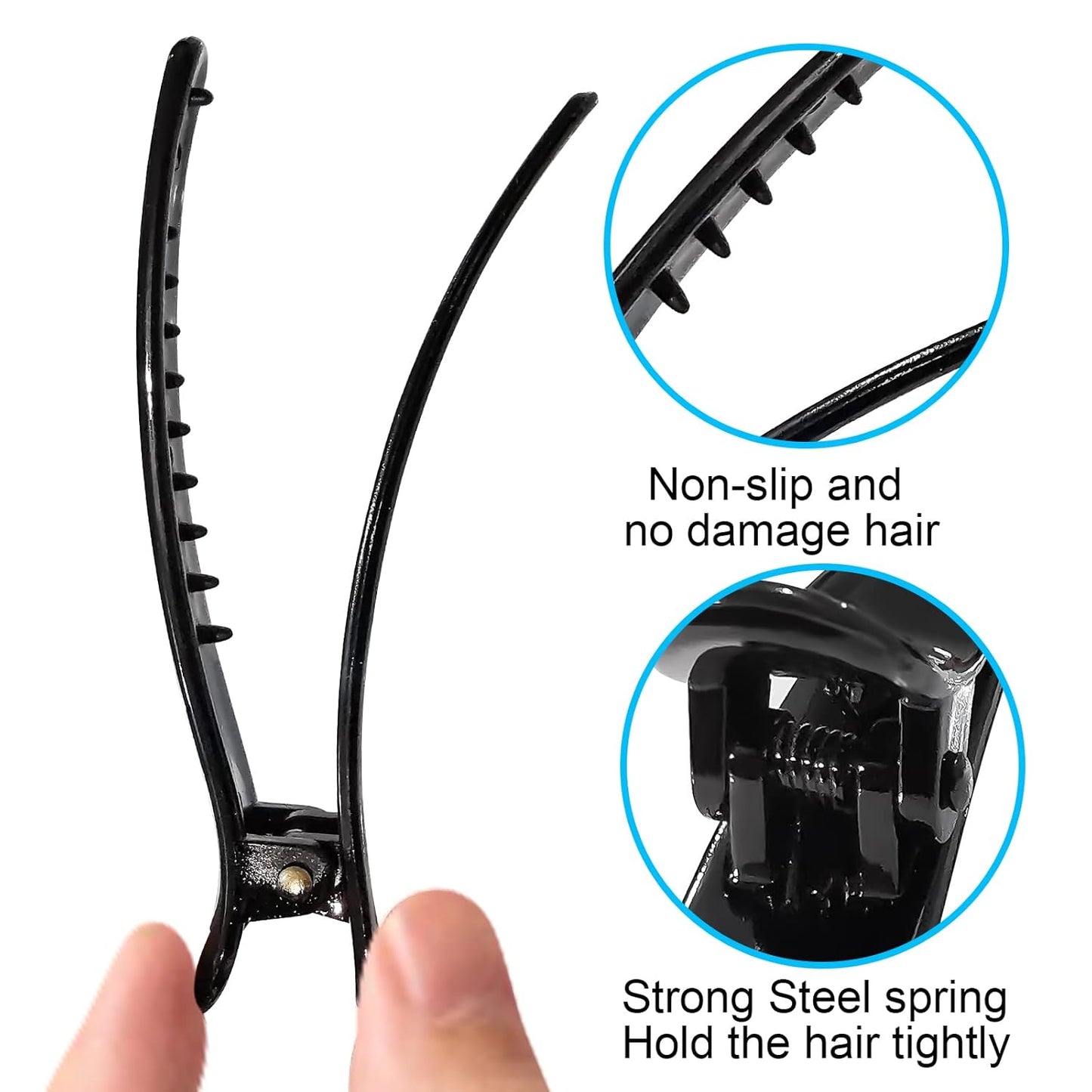 Hair Clip, 12 Count Alligator Hair Clips for Women, Duckbill Hair Barrettes Pins, Non Slip Colorful Plastic Duck Billed Hair Clips for Styling Sectioning-Black