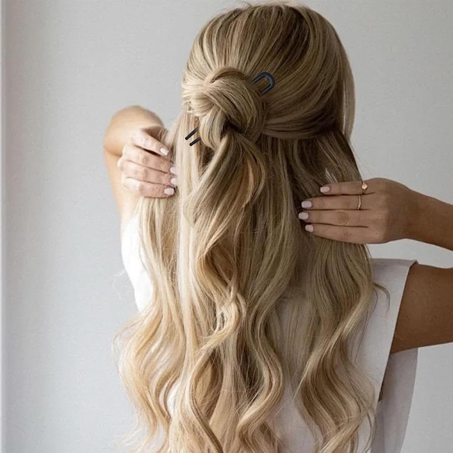 French Hair Pin, 8 PCS Black Hair Pins for Women Metal Hair Side Combs, French Pins Hair, U Shaped Hair Pins for Buns Updos, French Pins Hair Stick Pin Hair Combs for Styling Hairpin Hair Accessories