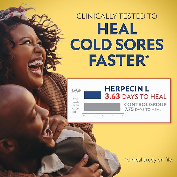 Herpecin L Lip Balm Stick; Cold Sore Sun & Fever Blisters and Chapped Lips Relief Lip Balm with SPF30, Lemon Balm, and Lysine, 0.1oz
