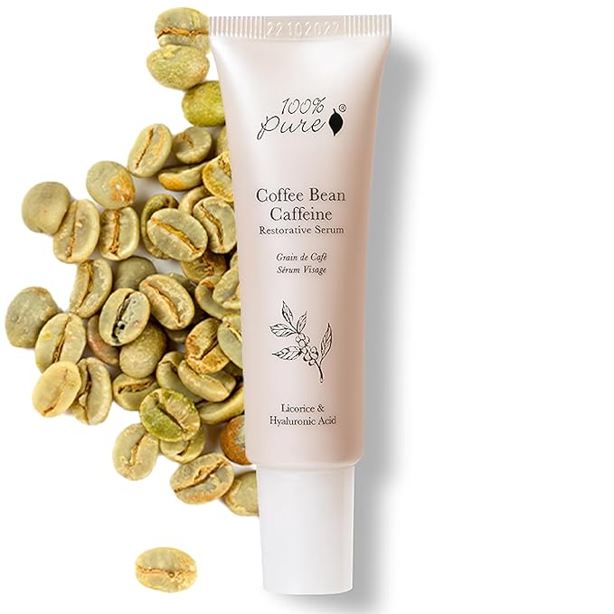 100% PURE Coffee Bean Face Serum EGCG, Licorice Root & Hyaluronic Acid Drops - Tighten, Brighten & Protect Daily Liquid Caffeine For Faded Skin - Ultimate Glow Skincare for Women & Men - 1.7 fl oz