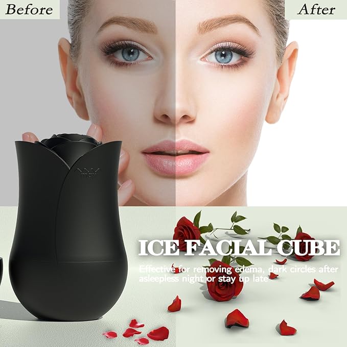 Ice Roller For Face，Cryo Cube Ice Roller For Facial And Eye,Skincare Tools,For Relieving Facial Edema, Shrinking Pores, And Lifting And Firming The Skin (Black)
