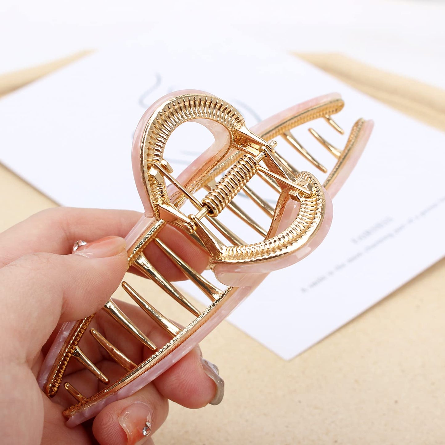 Big Large Butterfly Acetate Hair Clamps with Strong Hold for Long Thick Hair - 4.7" Hair Claw Clips for Women (1 Pc, Pink)