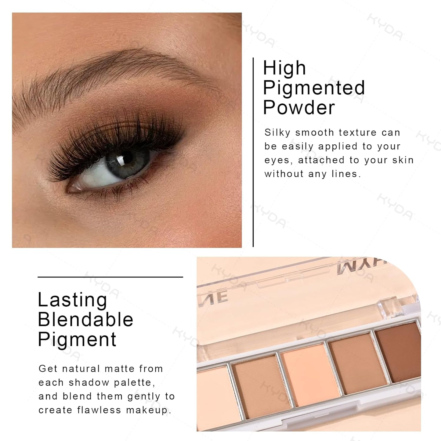 KYDA 5 Colors Matte Brown Eyeshadow Palette, Neutral Nude Eyeshadow, All Matte Eyes Palette, High Pigment Pressed Powder Eye Makeup Gift for Women, Lasting Blendable Daily Eyes Shadow, EARTH