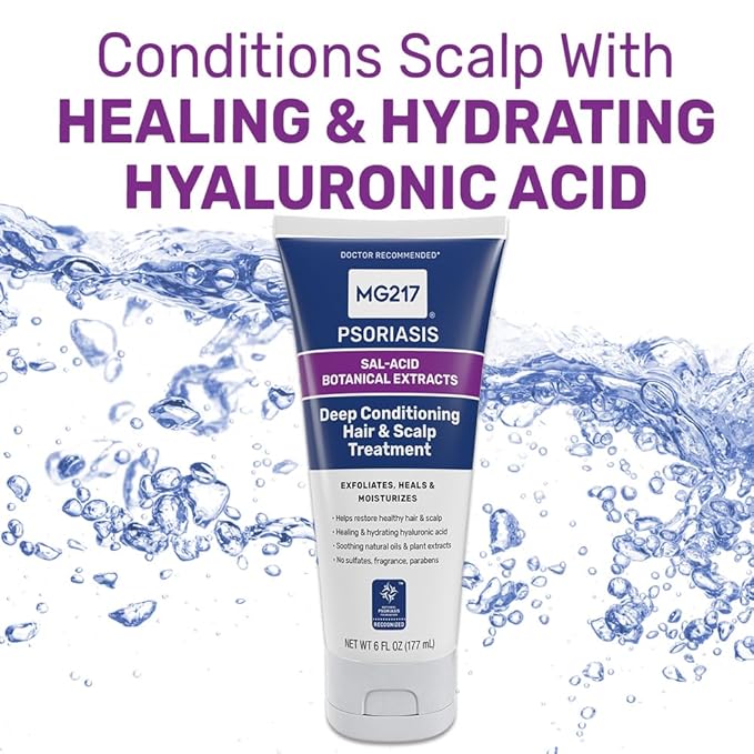 MG217 Deep Conditioning Salicylic Acid Scalp Treatment for Psoriasis, Exfoliates, Heals, Moisturizes, Hyaluronic Acid, Natural Oils, Plant Extracts, Sulfate free, Paraben Free, Fragrance Free, 6 floz